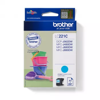 Cartridge Brother LC-221C Blue Ink 260 puslapių DCPJ562DW MFCJ480DW