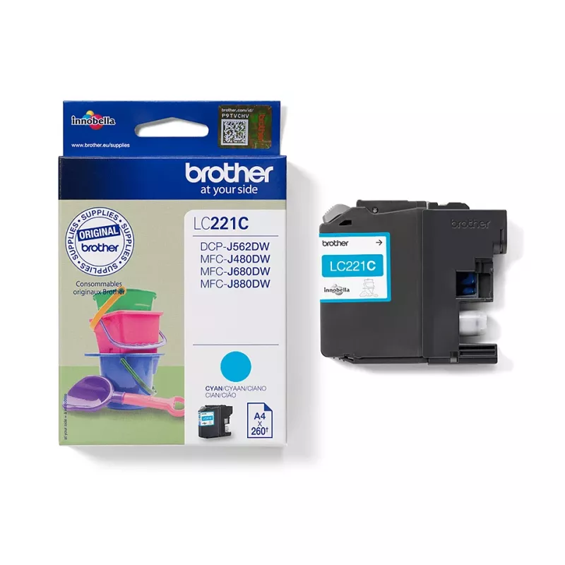 Cartridge Brother LC-221C Blue Ink 260 puslapių DCPJ562DW MFCJ480DW