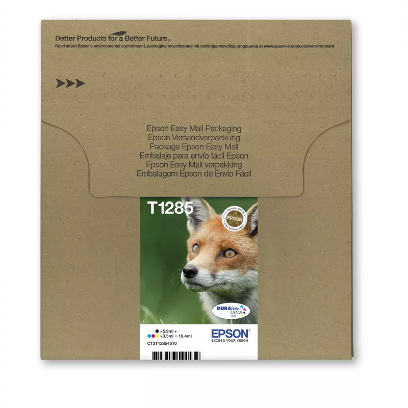 Rašaliniai daugkartiniai kasetės rinkiniai Epson Fox T128 EasyMail — 4 spalvos (juoda 5,9 ml; žydra/purpurinė/geltona 3,5 ml)
