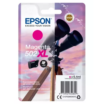 Epson Singlepack Magenta 502XL rašalas, didelio (XL) našumo, purpurinis, pigmentinis rašalas, 6,4 ml, 1 vnt., 470 puslapių