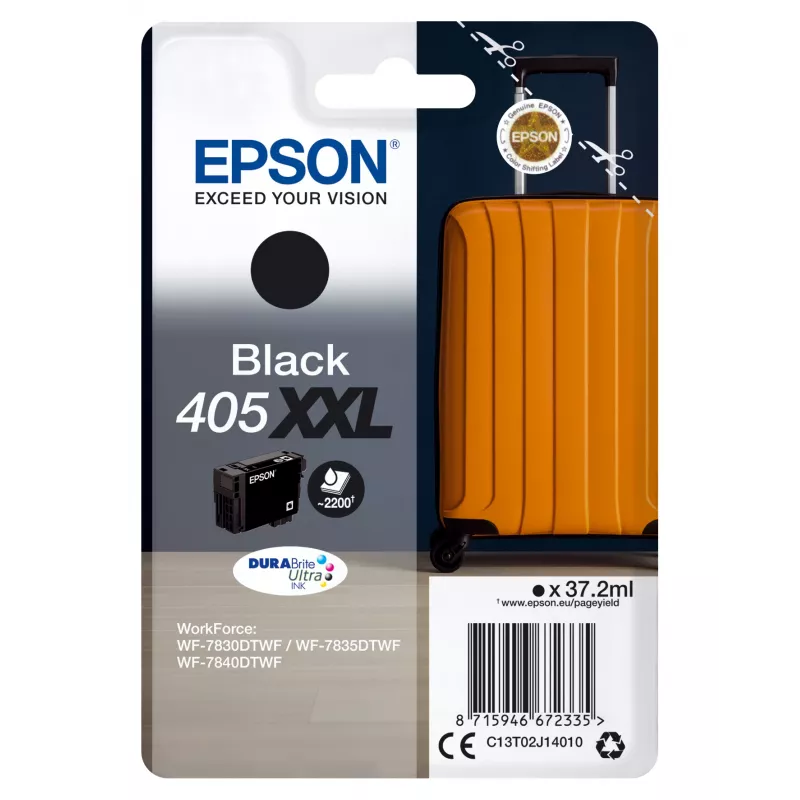 “Epson 405XXL” rašalo kasetė 1 vnt. Originali itin didelės talpos juoda
