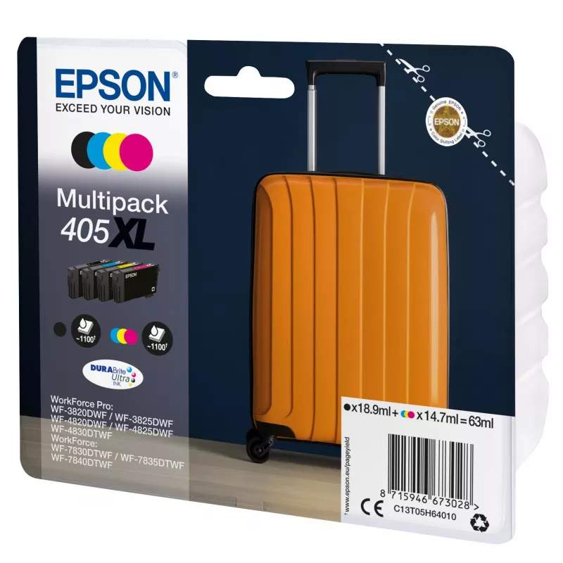 Epson 405XL rašalo kasetė 1 vnt. Originali didelės talpos (XL) juoda, žalsvai mėlyna, rausvai raudona, geltona