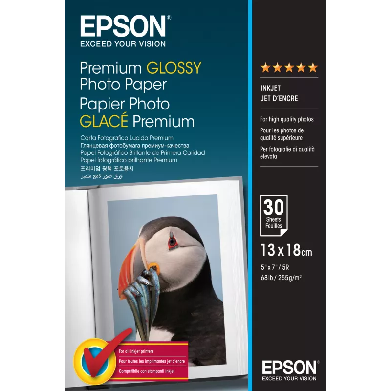 Epson Premium Glossy Photo Paper - 13x18cm - 30 lapų