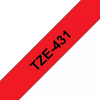 Brother TZE-431 etikečių gamybos juostelė, juoda ant raudonos