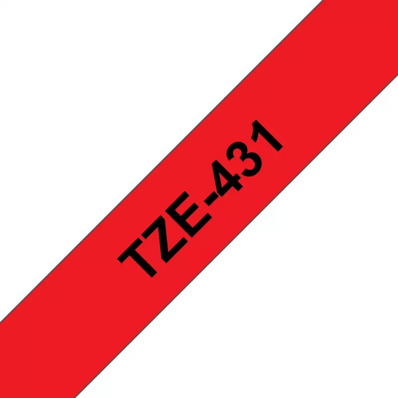 Brother TZE-431 etikečių gamybos juostelė, juoda ant raudonos