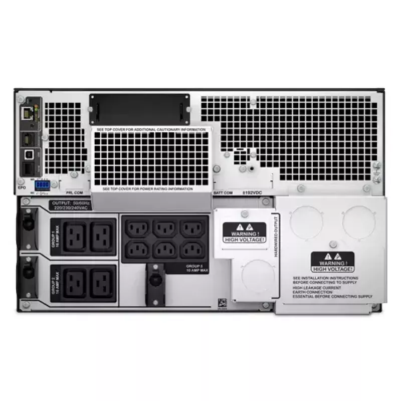 APC Smart-UPS On-Line SRT8KRMXLI - 8kW/VA, 6x C13 + 4x C19 + kietasis 1 fazės išėjimas, montuojamas į stelažą, įmontuota NMC
