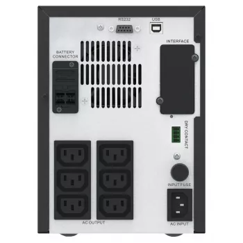 APC Easy UPS 1 Ph Line Interactive, 1000VA, Tower, 230V, 6 IEC C13 lizdų, AVR, sausojo kontakto jungtis, LCD, be tinklo kortelės palaikymo