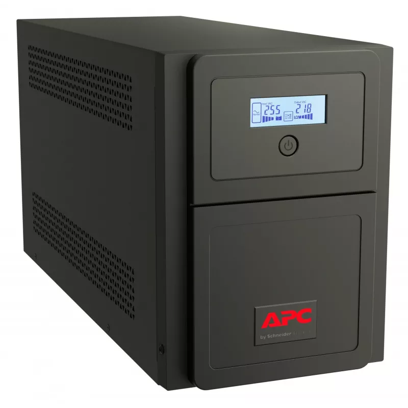 APC Easy UPS 1 fazės interaktyvusis, 750 VA, bokštinio tipo, 230 V, 6 IEC C13 lizdai, AVR, sausasis kontaktas, LCD, be tinklo plokštės palaikymo