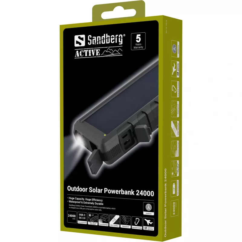 Išorinė baterija Sandberg Outdoor Solar Powerbank 24000