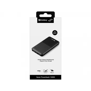 Sandberg Saver Powerbank 10000, 10000 mAh, ličio polimeras (LiPo), juodas