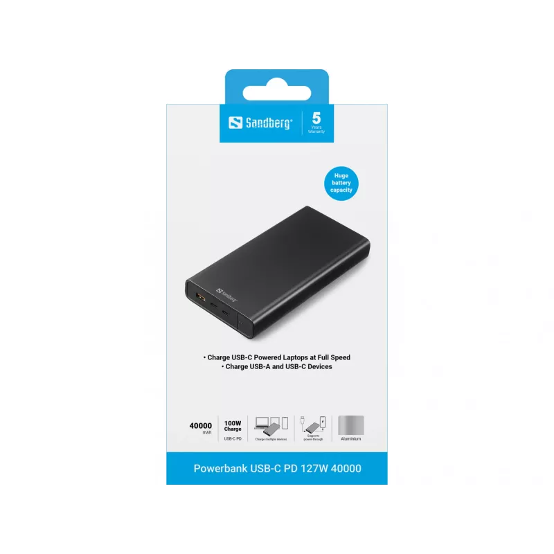 Nešiojamoji išorinė baterija Sandberg USB-C PD 127W 40000 mAh