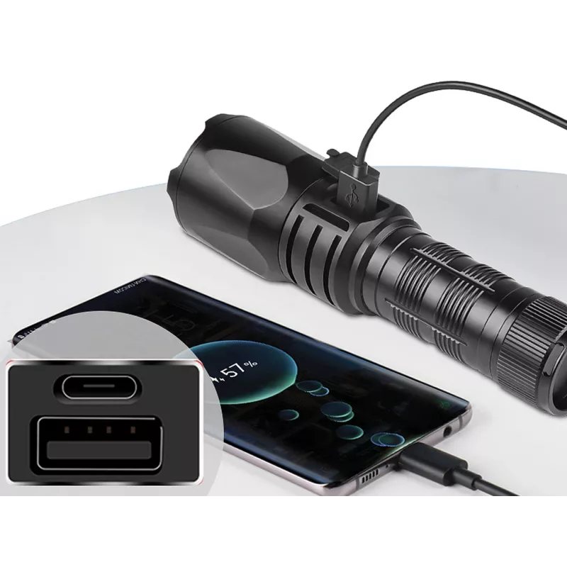 Sandberg Survivor Torch Powerbank 5000, Rankinis žibintuvėlis, Juoda, Aliuminis, IPX4, -30 - 40 °C, FCC, RoHS, UKCA, CE