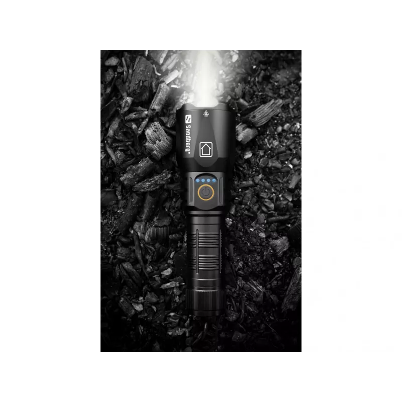 Sandberg Survivor Torch Powerbank 5000, Rankinis žibintuvėlis, Juoda, Aliuminis, IPX4, -30 - 40 °C, FCC, RoHS, UKCA, CE
