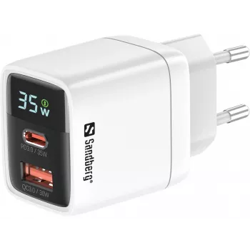 Įkroviklis Sandberg 2in1 1xUSB-C 1xUSB 35W Vidaus Kintamosios Srovės Universalus