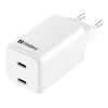 Sandberg AC Charger Dual USB-C PD65W EU, vidaus, kintamoji srovė, 20 V, 3,25 A, balta
