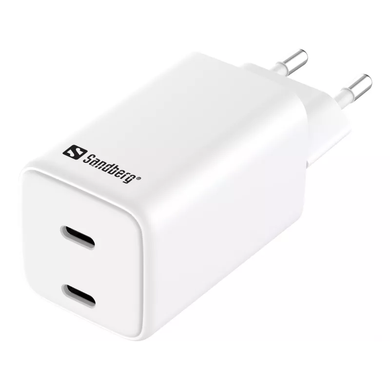 Sandberg AC Charger Dual USB-C PD65W EU, vidaus, kintamoji srovė, 20 V, 3,25 A, balta