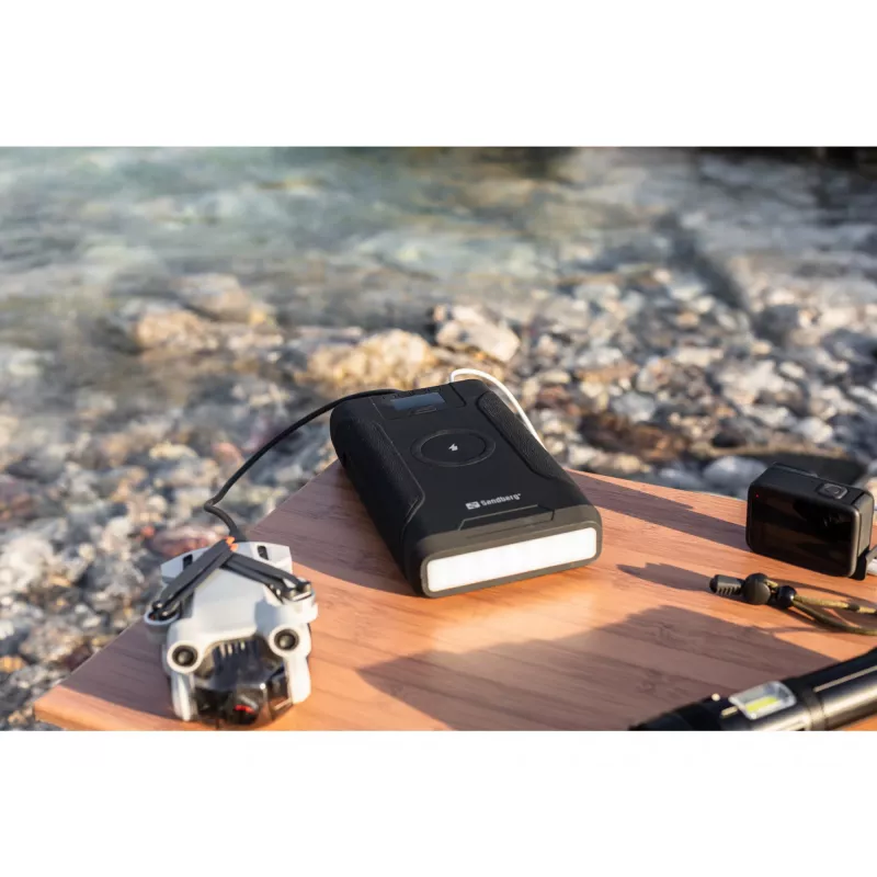Sandberg Survivor Powerbank 7in1 76800, 76800 mAh, ličio jonų (Li-Ion), belaidis įkrovimas, 3.6 V, juoda