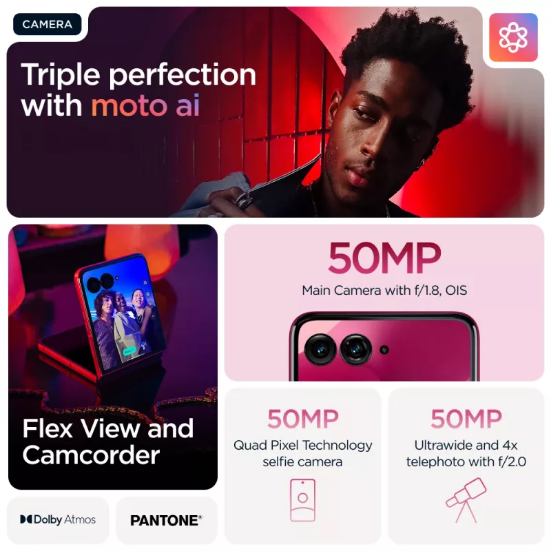 Motorola razr 60 ultra 17,7 cm (6,96 colio) dviejų SIM kortelių „Android 15“ 5G USB Type-C 16 GB 512 GB 4700 mAh rožinė