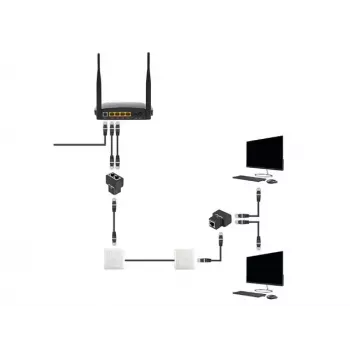 Kabelio skirstytuvas Lanberg ADS-RJ45-2RJ45-OS juodas
