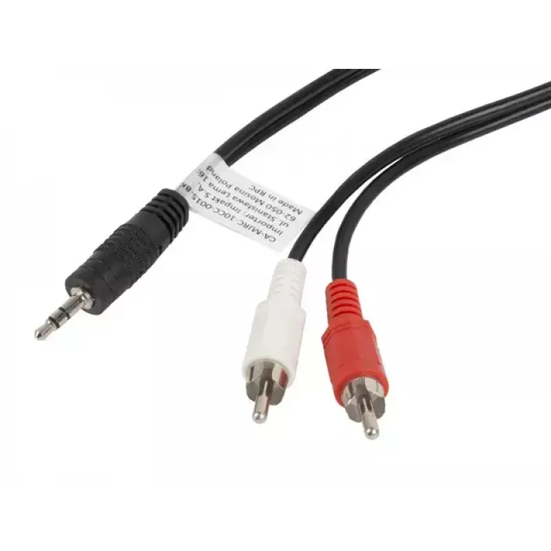 Garso kabelis LANBERG 3,5 mm į 2×RCA, kištukas, 1,5 m, juodas