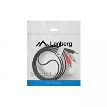 Garso kabelis LANBERG 3,5 mm į 2×RCA, kištukas, 1,5 m, juodas