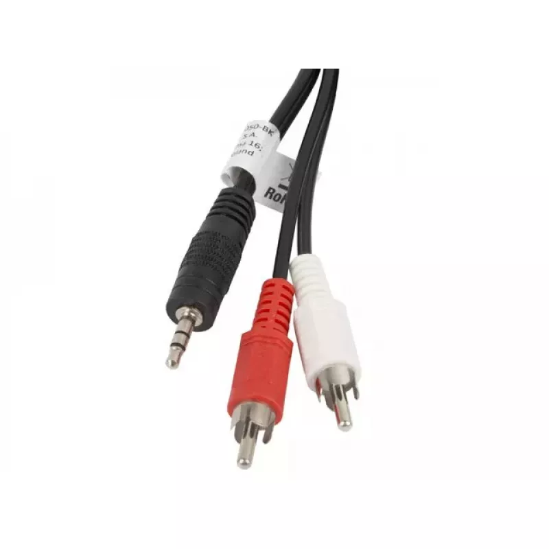 Garso kabelis LANBERG 3,5 mm į 2×RCA kištukas, 5 m, juodas