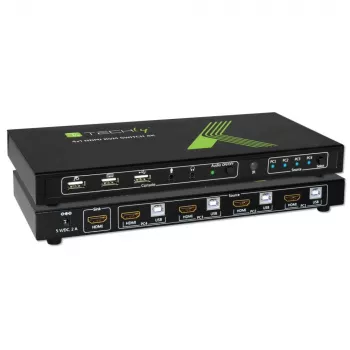 Techly 4x1 USB HDMI 4Kx2K IDATA KVM-HDMI4U KVM komutatorius juodas