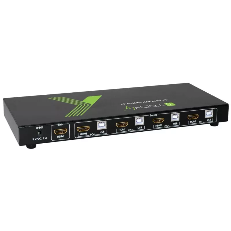 Techly 4x1 USB HDMI 4Kx2K IDATA KVM-HDMI4U KVM komutatorius juodas