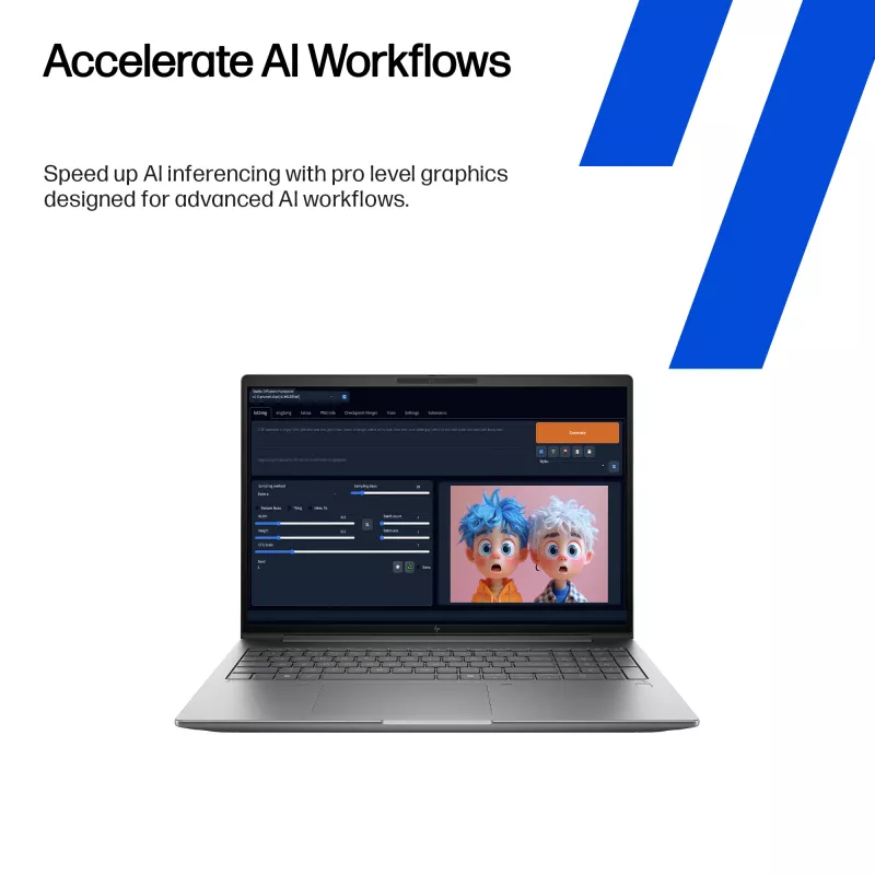 HP Zbook X G1i Intel Core Ultra 7 255H 40,6 cm (16 colių) WUXGA 32 GB DDR5-SDRAM NVIDIA RTX PRO 2000 Blackwell Wi-Fi 7 (802.11be) Windows 11 Pro AI darbo stotis, AI kompiuteris