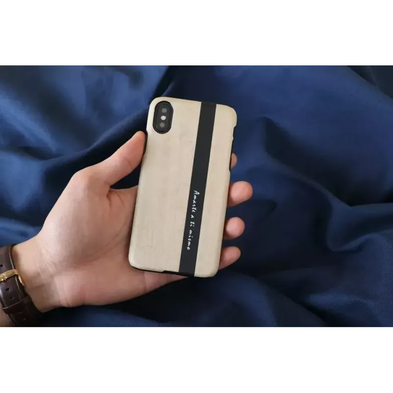 man and wood išmaniojo telefono dėklas iPhone X/XS – juoda oda