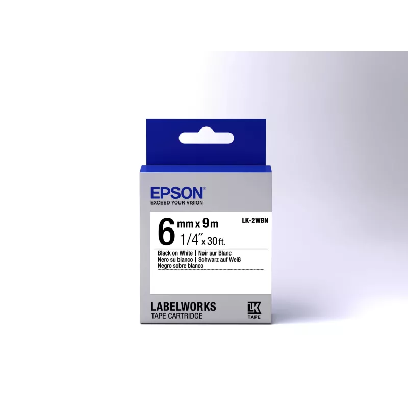 Epson etikečių kasetė Standard LK-2WBN juoda/baltas 6 mm (9 m)