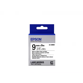 Epson lipniųjų etikečių kasetė LK-3WBW juoda/baltas 9 mm (9 m)