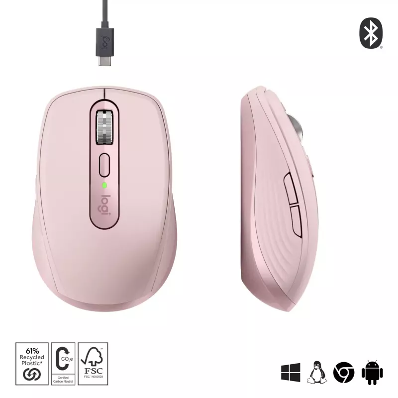 Pelių Logitech MX 3S Pink USB Optical