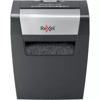 Rexel Momentum X308 kryžminio pjovimo popieriaus smulkintuvas P3, dalelių pjovimo smulkinimas, 5 x 42 mm, 15 l, 100 lapų, 70 dB, mygtukai