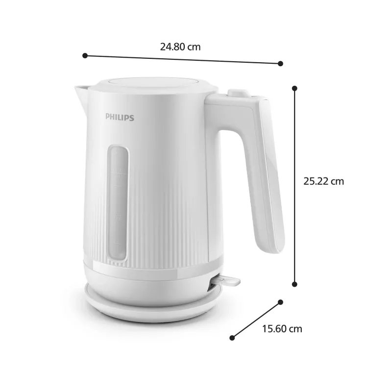 Philips 3000 serijos virdulys, 1,7 l, 2200 W, baltas, plastikinis, apsauga nuo perkaitimo, belaidis