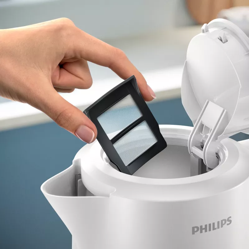 Philips 3000 serijos virdulys, 1,7 l, 2200 W, baltas, plastikinis, apsauga nuo perkaitimo, belaidis
