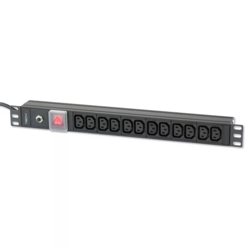Techly Rack 19 inch PDU su 12 VDE lizdų, C20 kištuku ir jungikliu
