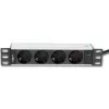Techly I-CASE M10-4D maitinimo skirstymo įrenginys (PDU) 4 kintamosios srovės lizdai 1U Juoda, Sidabrinė