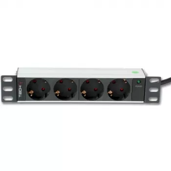 Techly I-CASE M10-4D maitinimo skirstymo įrenginys (PDU) 4 kintamosios srovės lizdai 1U Juoda, Sidabrinė