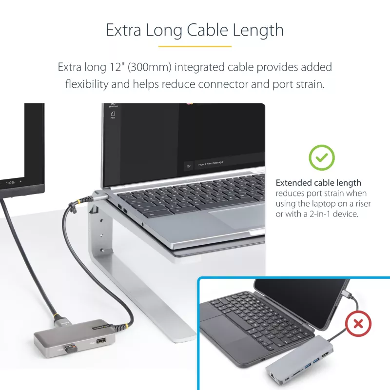 StarTech.com USB-C daugiafunkcis adapteris - 4K 60Hz HDMI - HDR - 2 prievadų 5Gbps USB 3.0 šakotuvas - 100W maitinimo perdavimas - GbE - Works with Chromebook sertifikuotas - Windows/macOS