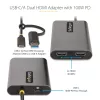 StarTech.com USB-C į dvigubą HDMI adapterį - USB-C arba A į 2x HDMI - 4K 60Hz - 100W maitinimo perdavimas - 1 pėdos (30 cm) integruotas kabelis - USB į HDMI kelių monitorių keitiklis nešiojamam kompiuteriui - TAA