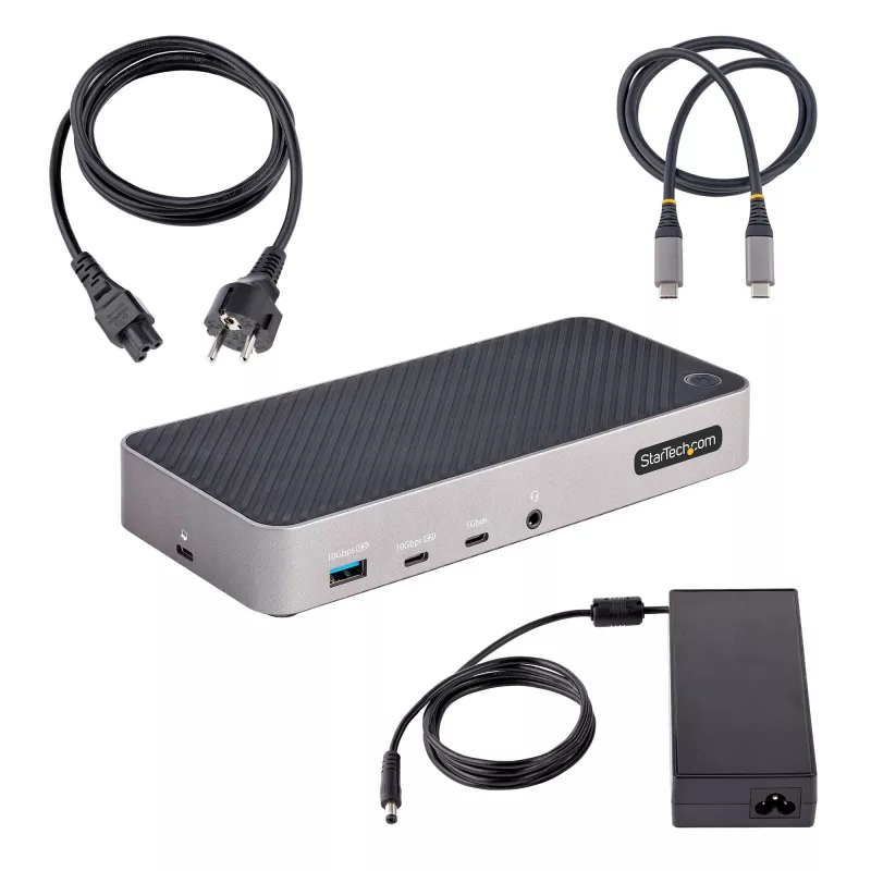 StarTech.com USB-C trijų monitorių dokavimo stotis - HDMI/DP trigubas 4k USB-C dokas - 5x USB šakotuvas - GbE - 100W PD - universali kelių monitorių dokavimo stotis - suderinama su Thunderbolt 3/4