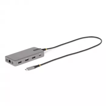 StarTech.com USB-C trigubo monitoriaus daugiafunkcis adapteris, dviguba 4K 60Hz + 4K 30Hz HDMI ir DisplayPort, 3 prievadų USB 10Gbps šakotuvas, 100W PD pralaidumas, GbE, kelioninė dokinė stotelė, Windows ir ChromeOS