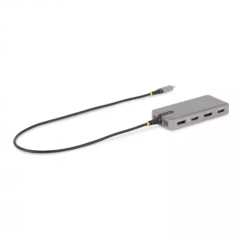 StarTech.com USB-C trigubo monitoriaus daugiafunkcis adapteris, dviguba 4K 60Hz + 4K 30Hz HDMI ir DisplayPort, 3 prievadų USB 10Gbps šakotuvas, 100W PD pralaidumas, GbE, kelioninė dokinė stotelė, Windows ir ChromeOS