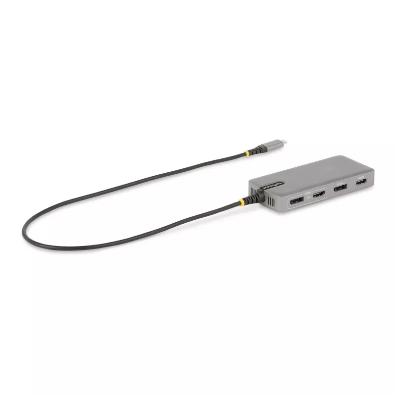 StarTech.com USB-C trigubo monitoriaus daugiafunkcis adapteris, dviguba 4K 60Hz + 4K 30Hz HDMI ir DisplayPort, 3 prievadų USB 10Gbps šakotuvas, 100W PD pralaidumas, GbE, kelioninė dokinė stotelė, Windows ir ChromeOS
