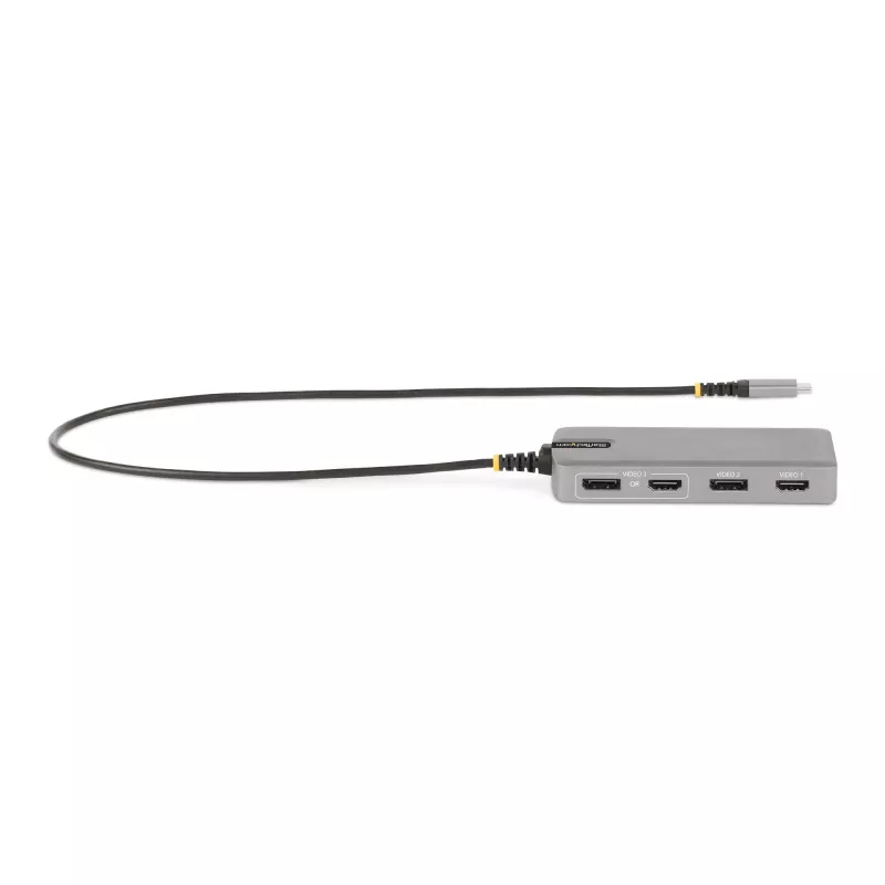 StarTech.com USB-C trigubo monitoriaus daugiafunkcis adapteris, dviguba 4K 60Hz + 4K 30Hz HDMI ir DisplayPort, 3 prievadų USB 10Gbps šakotuvas, 100W PD pralaidumas, GbE, kelioninė dokinė stotelė, Windows ir ChromeOS