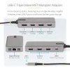 StarTech.com USB-C trigubo monitoriaus daugiafunkcis adapteris, dviguba 4K 60Hz + 4K 30Hz HDMI ir DisplayPort, 3 prievadų USB 10Gbps šakotuvas, 100W PD pralaidumas, GbE, kelioninė dokinė stotelė, Windows ir ChromeOS