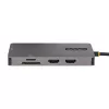 StarTech.com USB C daugiafunkcis adapteris, dviguba HDMI vaizdo išvestis, 4K 60Hz, 2 prievadų 5Gbps USB-A šakotuvas, 100W maitinimo perdavimas / GbE / SD / MicroSD, 12 col./30 cm laidas, kelioninis dokas, nešiojamojo kompiuterio prijungimo stotelė