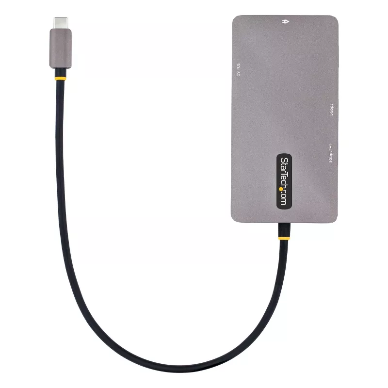 StarTech.com USB C daugiafunkcis adapteris, dviguba HDMI vaizdo išvestis, 4K 60Hz, 2 prievadų 5Gbps USB-A šakotuvas, 100W maitinimo perdavimas / GbE / SD / MicroSD, 12 col./30 cm laidas, kelioninis dokas, nešiojamojo kompiuterio prijungimo stotelė