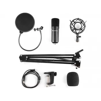 Sandberg Streamer USB mikrofonų rinkinys, Studijinis mikrofonas, -27 dB, 30 - 16000 Hz, 24 bitai, 96 kHz, Vienkryptis